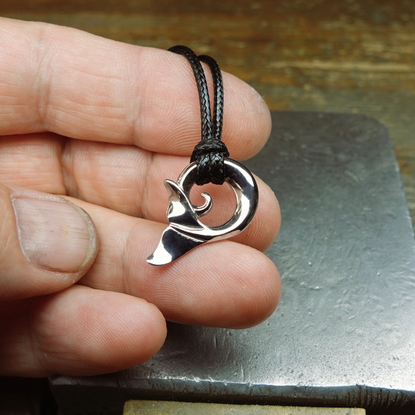 Whale tail necklace. Solid white gold whale fluke design. This piece will be handmade for you. © Adrian Ashley