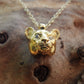 Little gold lioness necklace. Lioness head pendant and solid gold chain with diamond eyes. *This piece is ready to be shipped* © Adrian Ashley