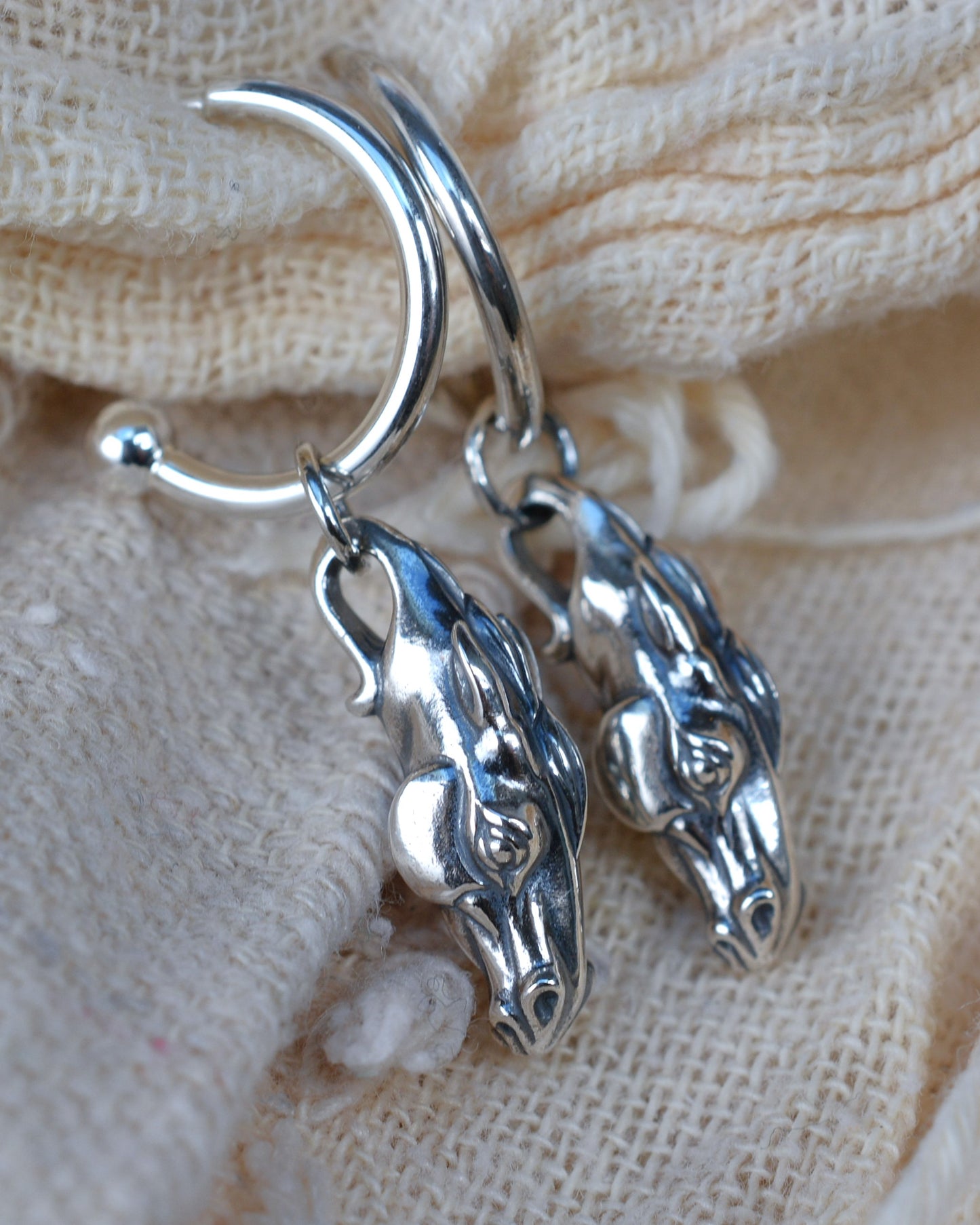 Horse head earrings, sterling silver equestrian earrings *This piece is finished and ready to be shipped* © Adrian Ashley