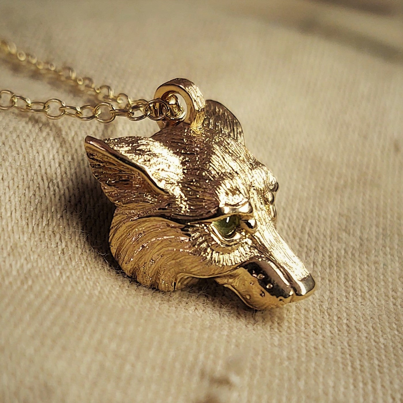 gold wolf head necklace