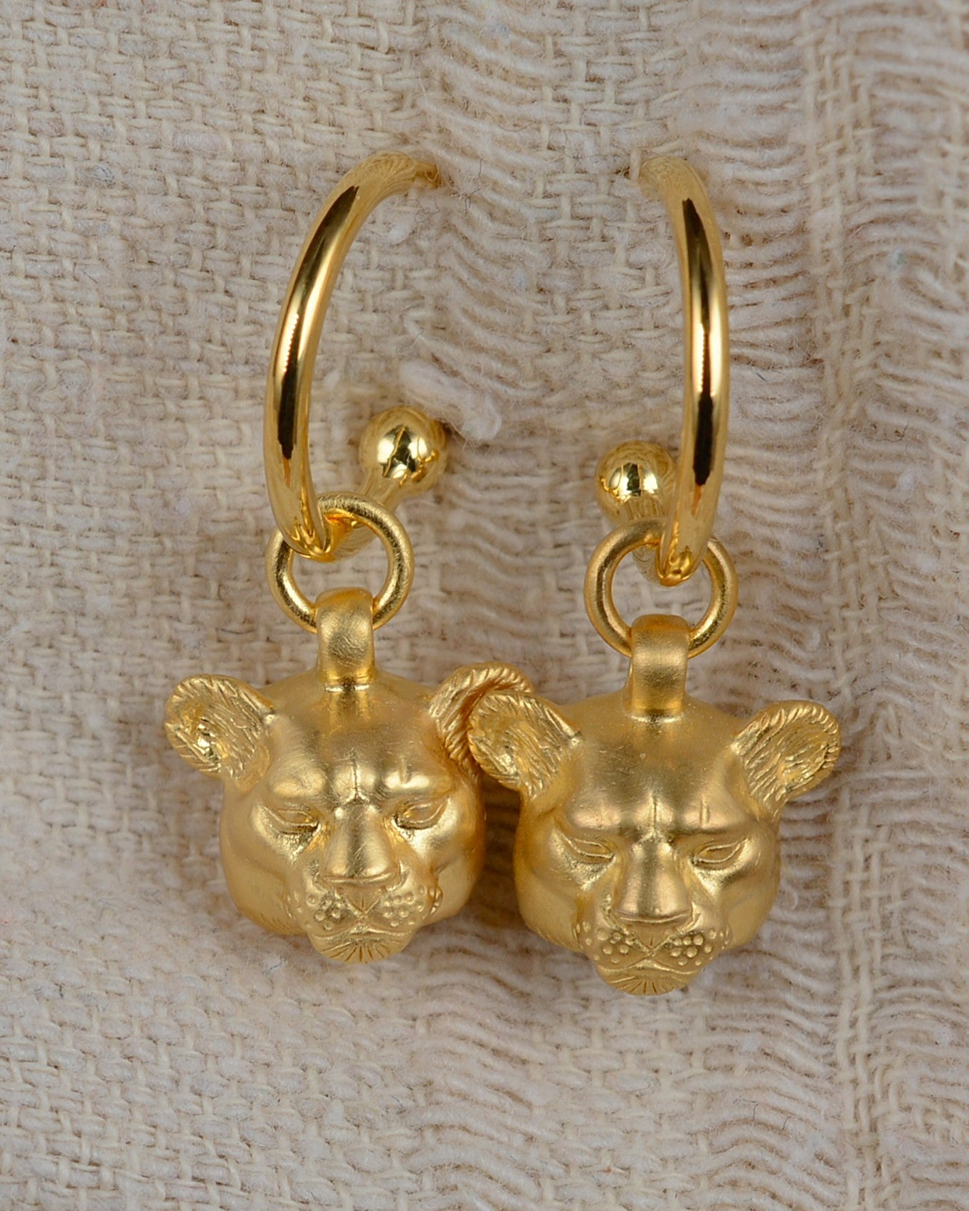 Gold plated, solid sterling silver Lioness earrings *This piece is finished and ready to be shipped* © Adrian Ashley