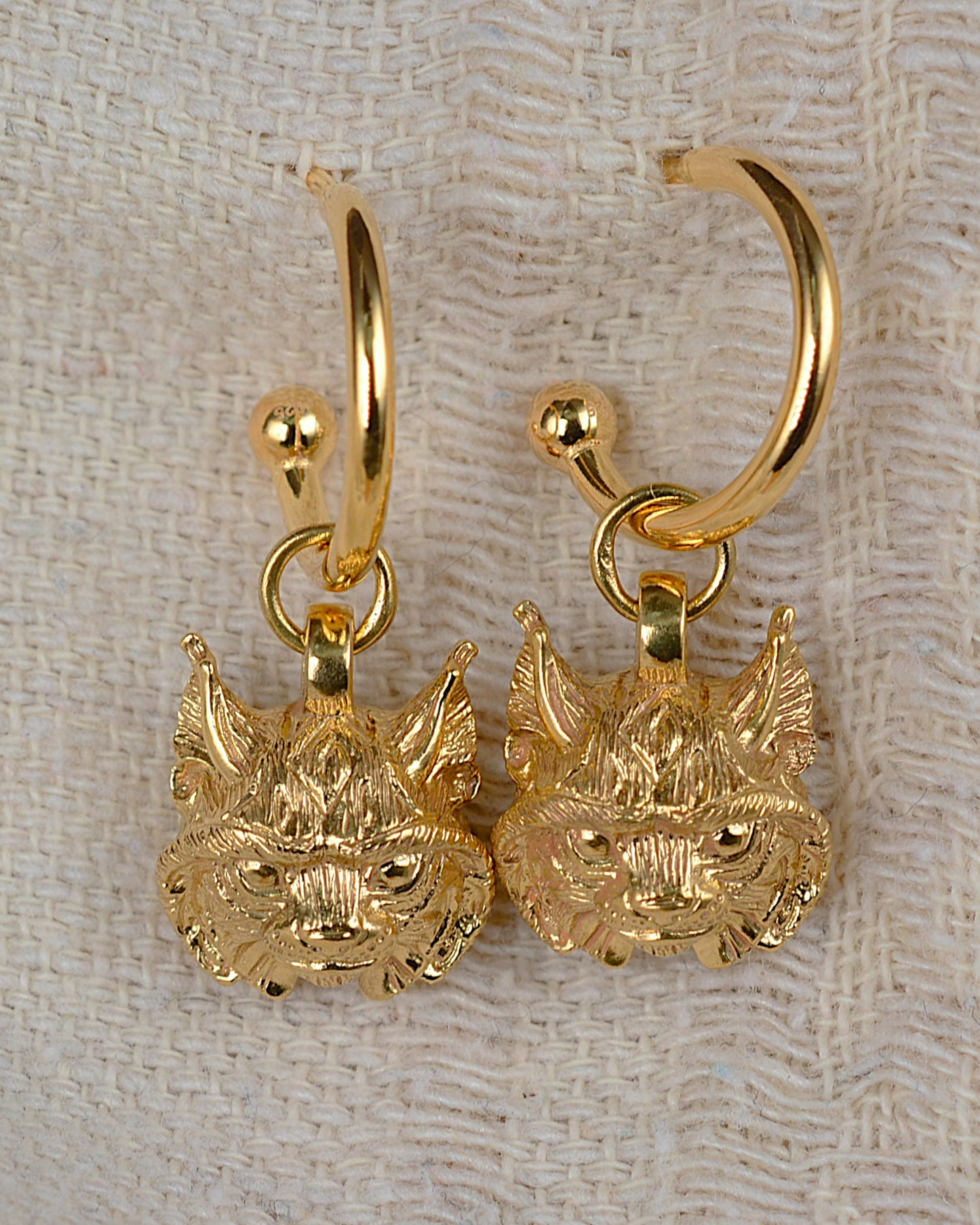 Gold plated, sterling silver Lynx earrings *This piece is finished and ready to be shipped* © Adrian Ashley
