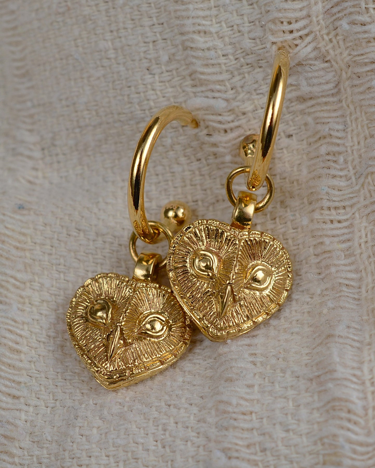 Gold plated, solid sterling silver Owl earrings *This piece is finished and ready to be shipped* © Adrian Ashley