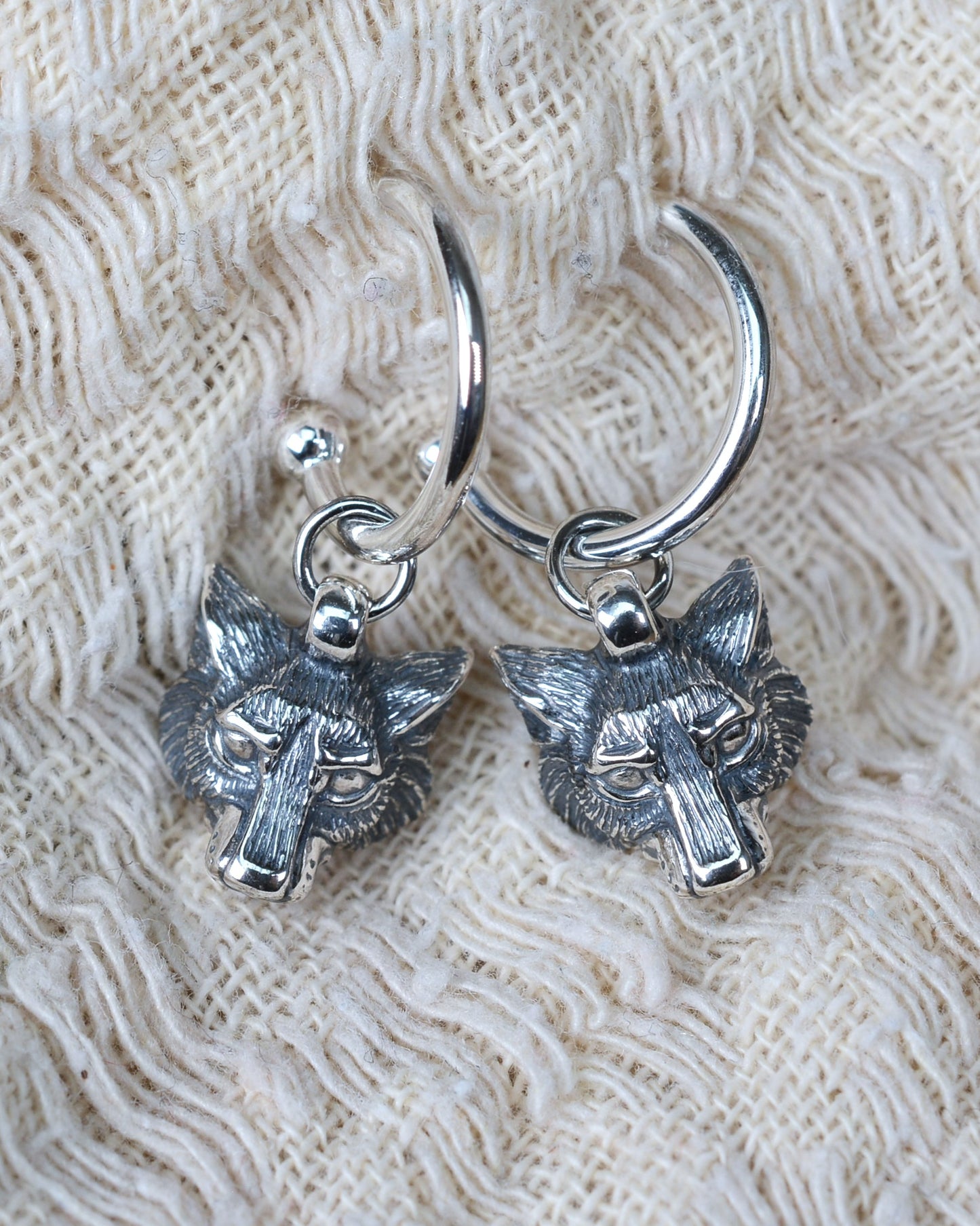 Wolf earrings, sterling silver wildlife earrings *This piece is finished and ready to be shipped* © Adrian Ashley