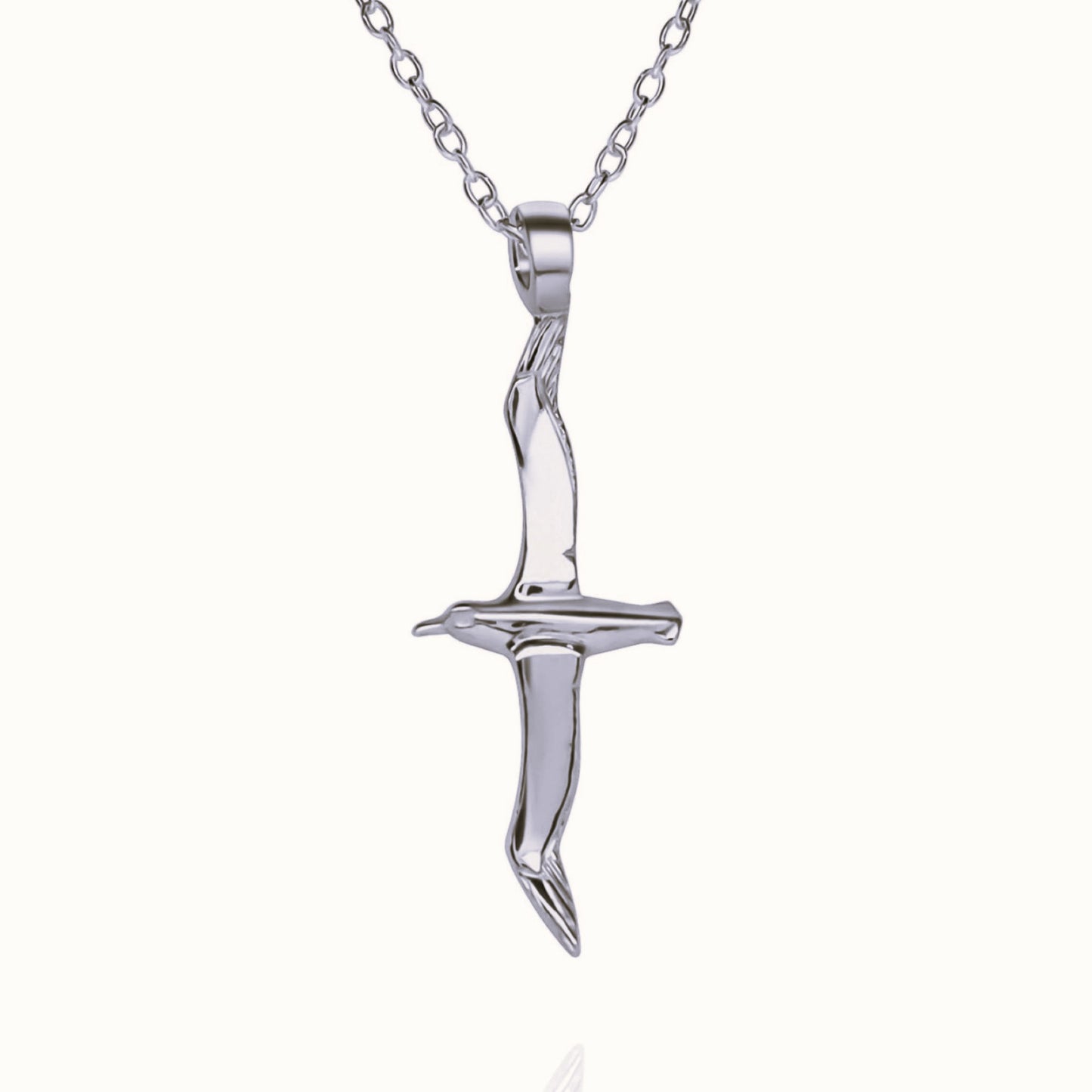 Platinum Albatross charm with a solid platinum chain. Made to order. © Adrian Ashley