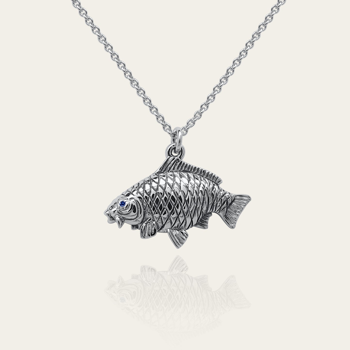 Common Carp fishing necklace. Silver and gemstone.