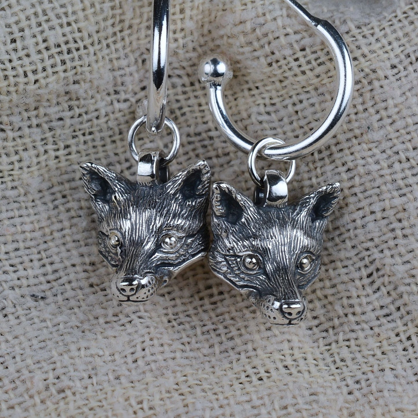 Fox earrings, sterling silver wildlife earrings *This piece is finished and ready to be shipped* © Adrian Ashley
