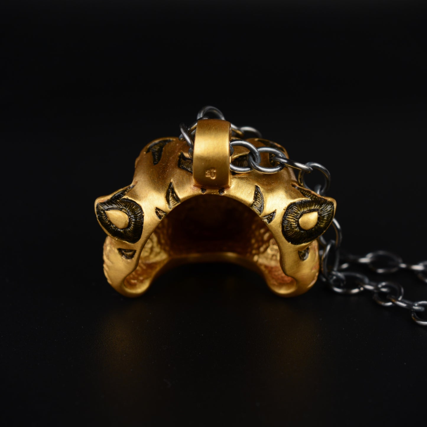 Gold Vermeil Tiger Necklace. Sterling silver tiger head pendant gemstone eyes and a silver chain. *This piece is ready to be shipped* © Adrian Ashley