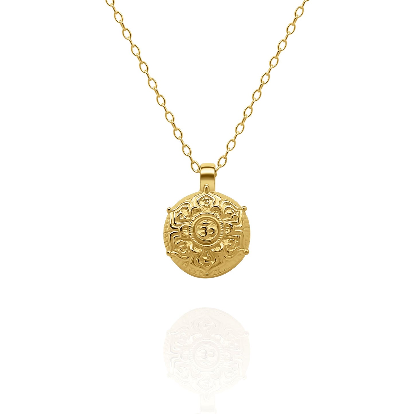 Gold vermeil Chakra Mandala charm pendant and chain. © Adrian Ashley© Adrian Ashley