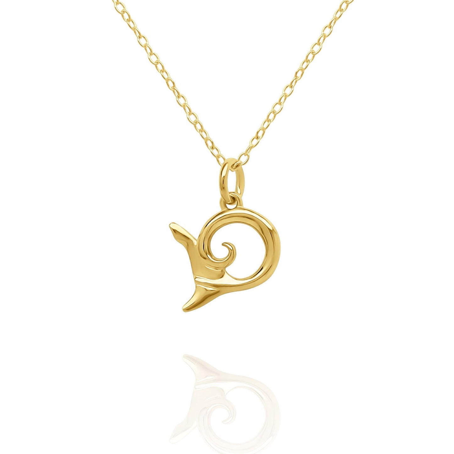 Gold vermeil Shark Tail charm pendant and chain. © Adrian Ashley