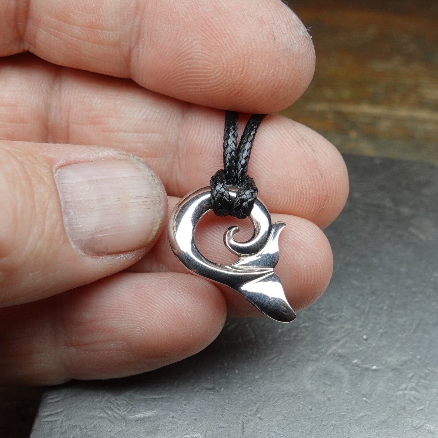 Whale tail necklace. Solid white gold whale fluke design. This piece will be handmade for you. © Adrian Ashley