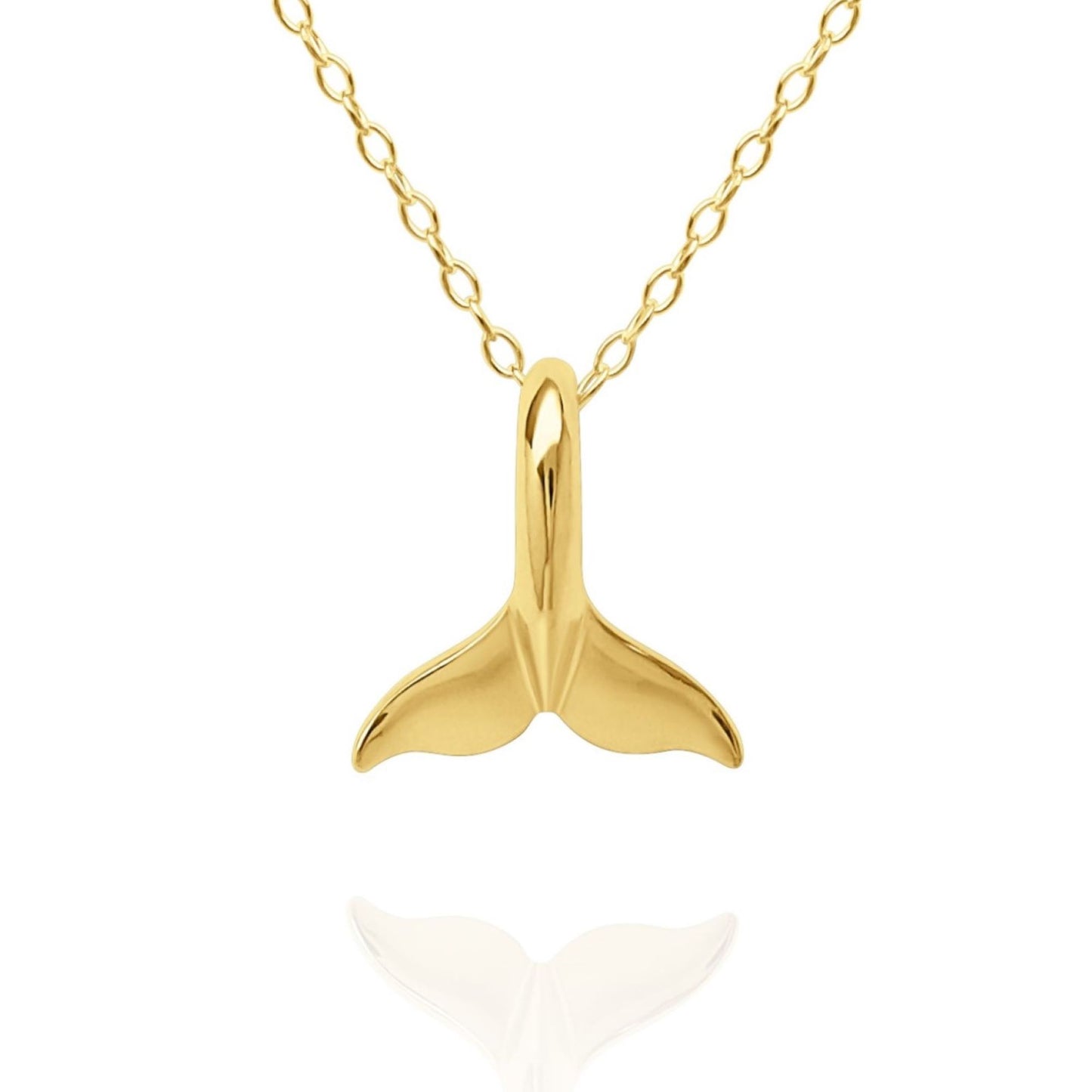 Gold vermeil Classic Whale Tail charm pendant and chain. © Adrian Ashley
