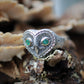 Owl ring, silver gold and emerald ring, sterling silver barn owl with gold and emerald eyes, antique finish. *This piece is ready to be shipped*