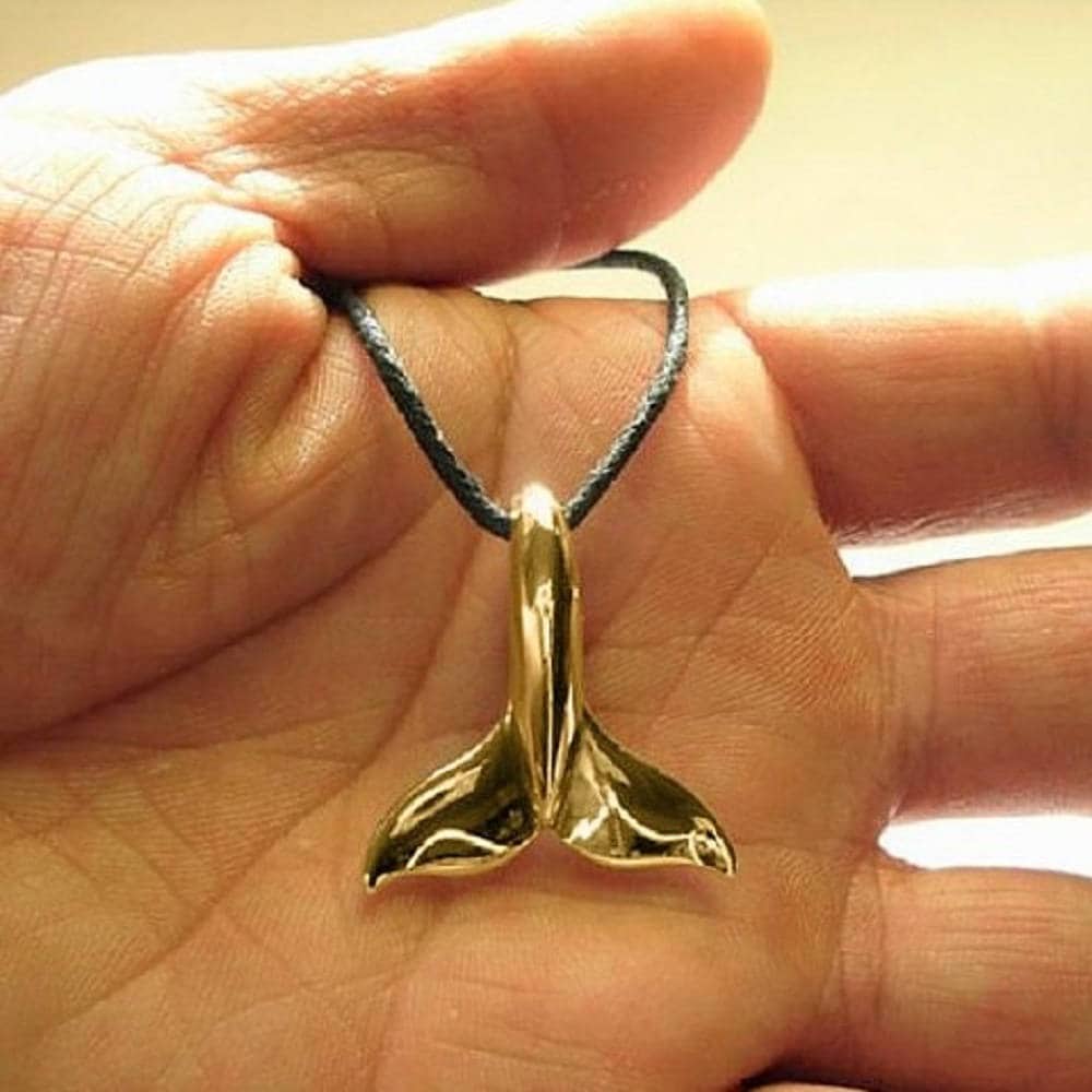 Whale tail necklace. Classic gold whale fluke necklace. Handmade to order. © Adrian Ashley