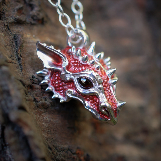 Dragon Necklace - Red and 2024 Gold Dragon Draper - In Stock and Ready to Ship