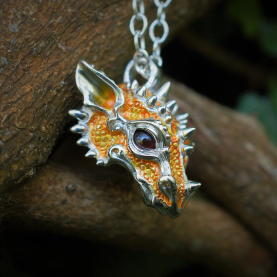 Silver dragon necklace deals