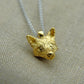 Solid 22ct gold fox pendant and platinum chain. Handmade to order. © Adrian Ashley