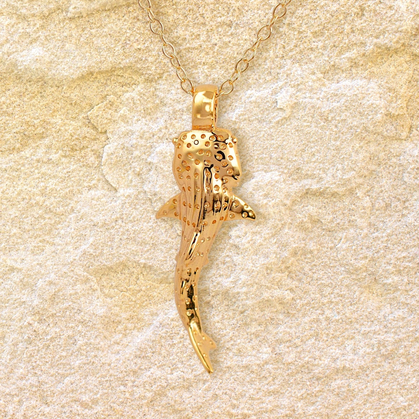 Solid gold whale shark charm pendant and chain. *Ready to be shipped*. © Adrian Ashley