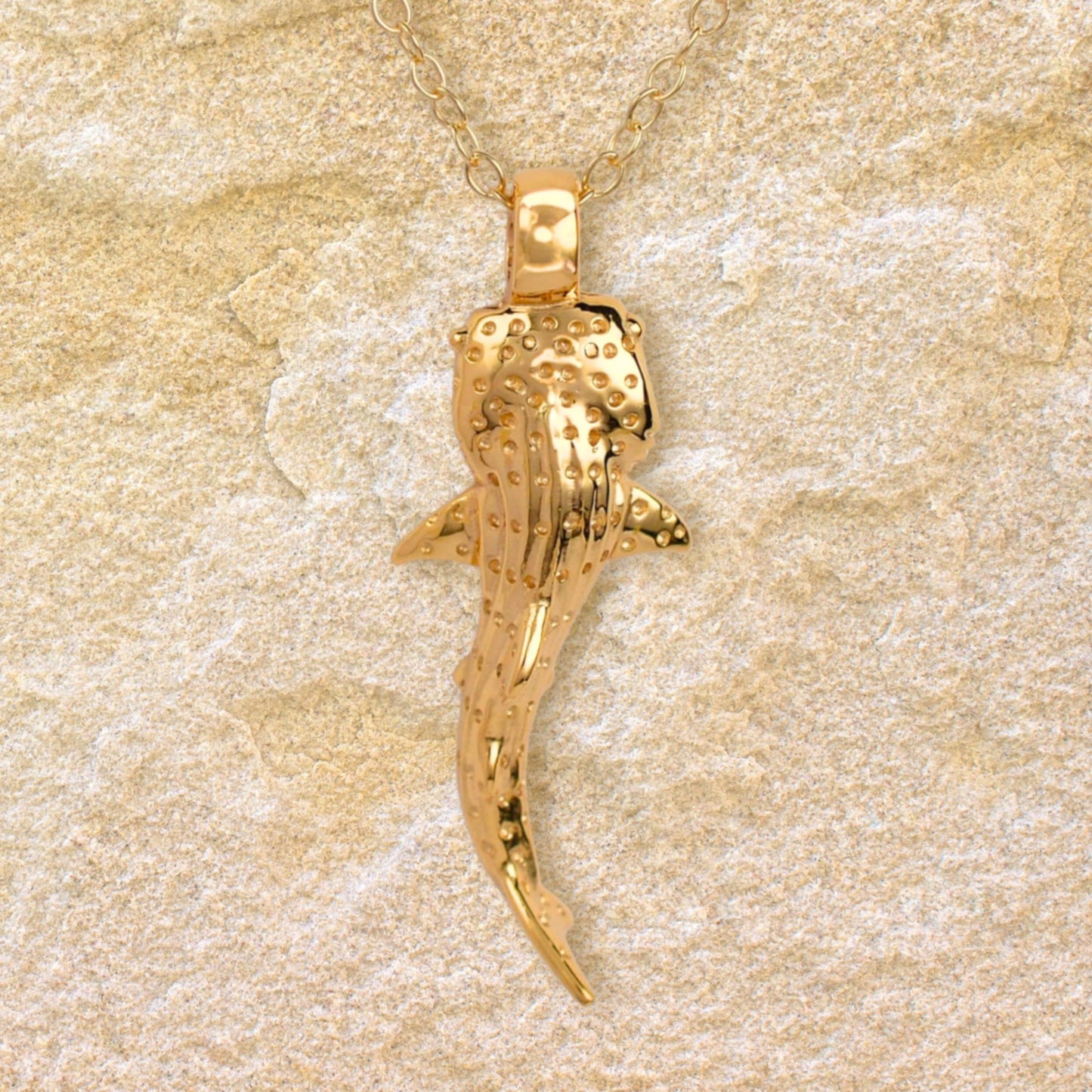 Solid gold whale shark charm pendant and chain. *Ready to be shipped*. © Adrian Ashley