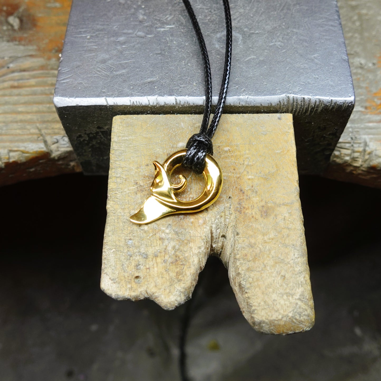Whale tail necklace. Solid yellow gold whale fluke design. *This piece is finished and ready to be shipped* © Adrian Ashley