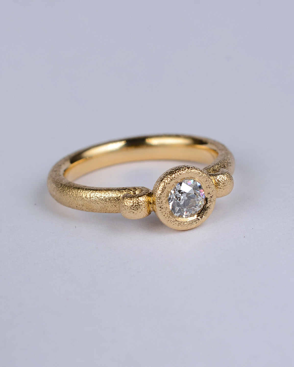 Old-cut 0.32ct vintage diamond and genuine Fairtrade 18ct gold handmade ring.