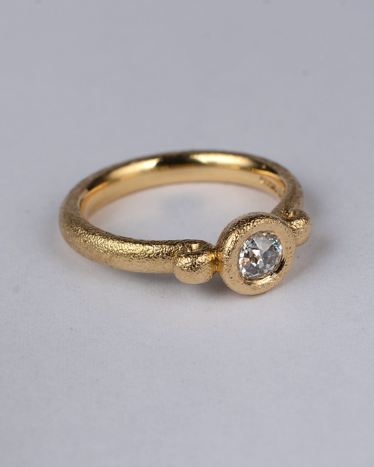 Old-cut 0.32ct vintage diamond and genuine Fairtrade 18ct gold handmade ring.