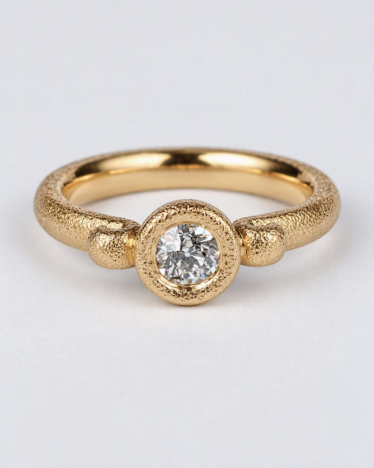Old-cut 0.32ct vintage diamond and genuine Fairtrade 18ct gold handmade ring.
