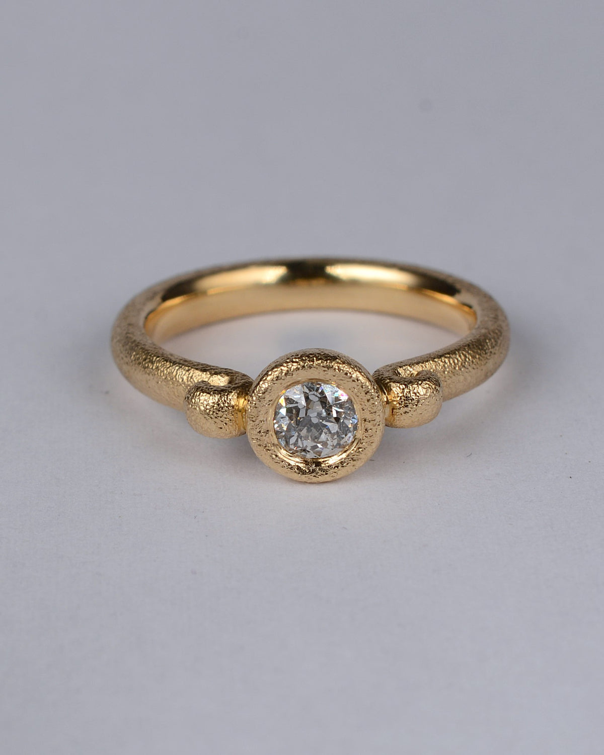 Old-cut 0.32ct vintage diamond and genuine Fairtrade 18ct gold handmade ring.