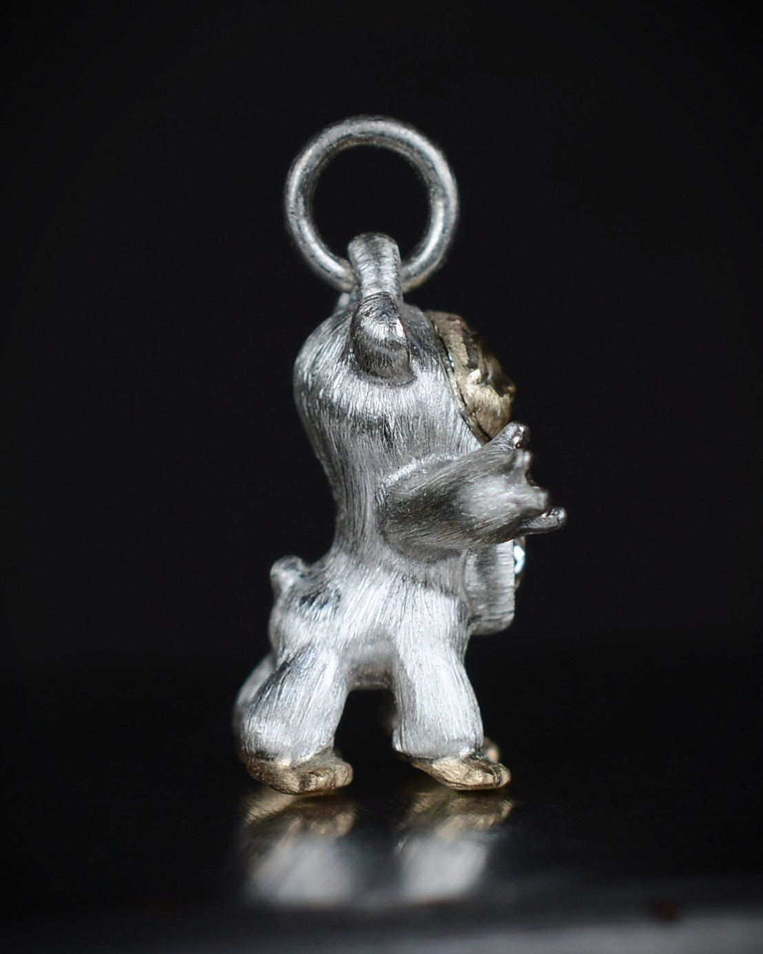 Centaur Bear Creature with a gold face & feet set with a natural old-cut diamond.
