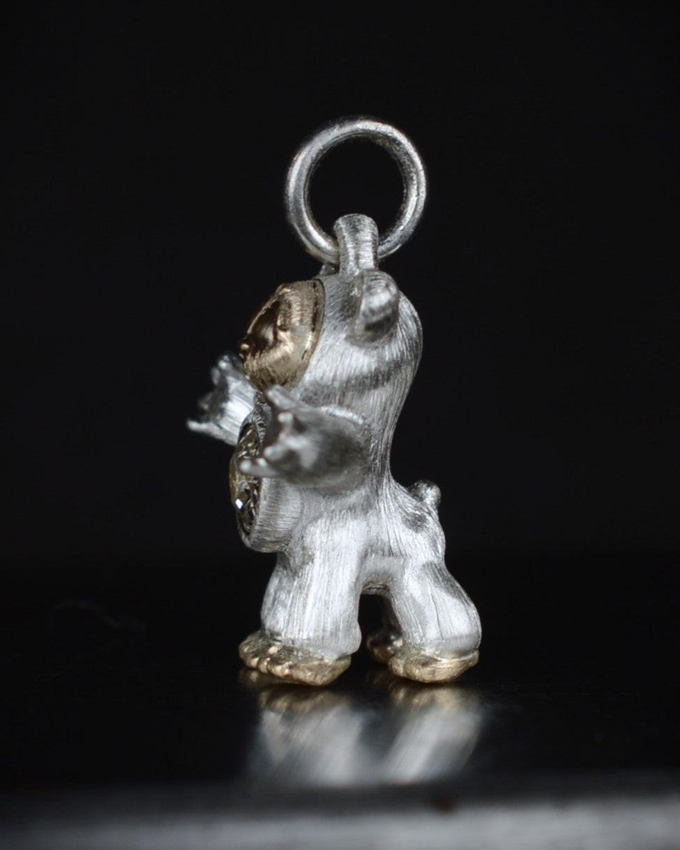 Centaur Bear Creature with a gold face & feet set with a natural old-cut diamond.