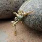 Gold sea dragon necklace, 3D weedy seadragon pendant with a blue patina and a gold chain. Handmade to order. © Adrian Ashley