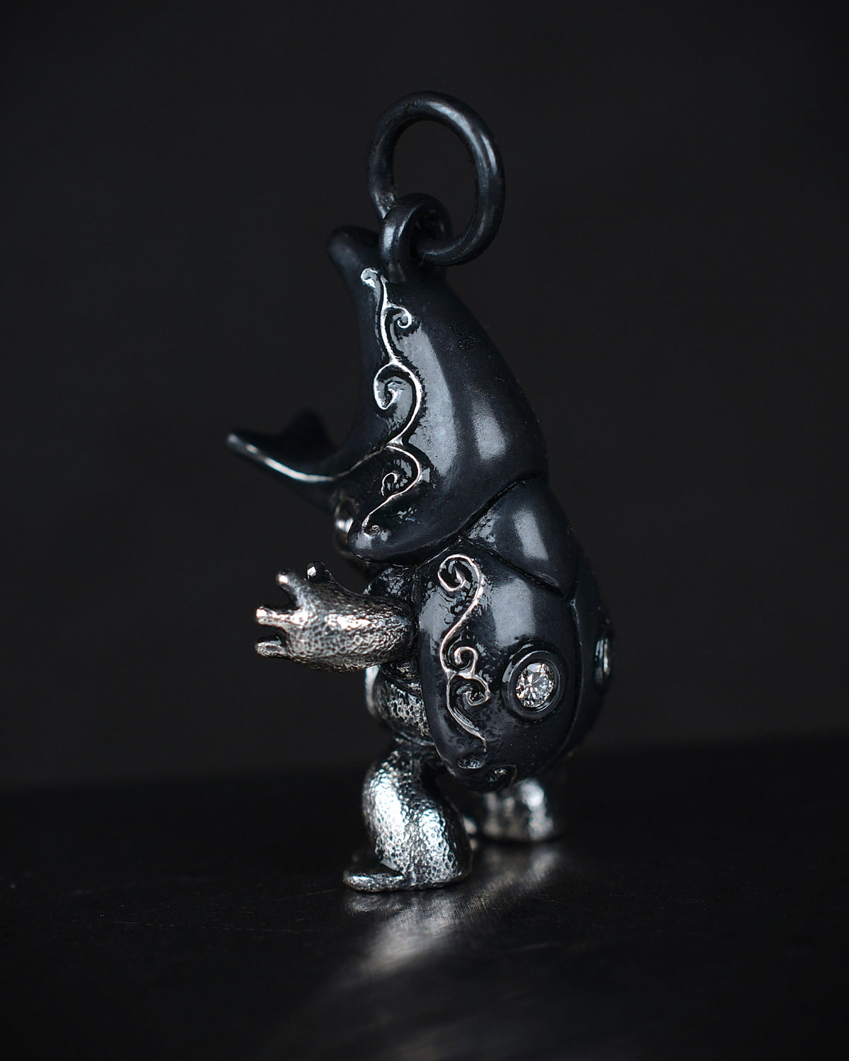 Diamond Beetle Creature with natural diamonds set in its belly and back