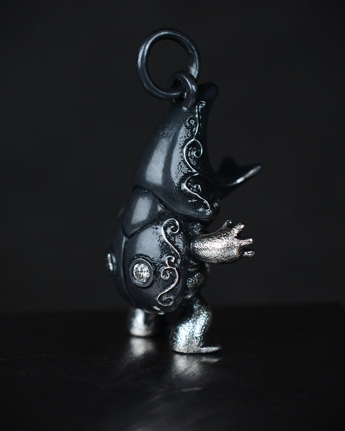 Diamond Beetle Creature with natural diamonds set in its belly and back