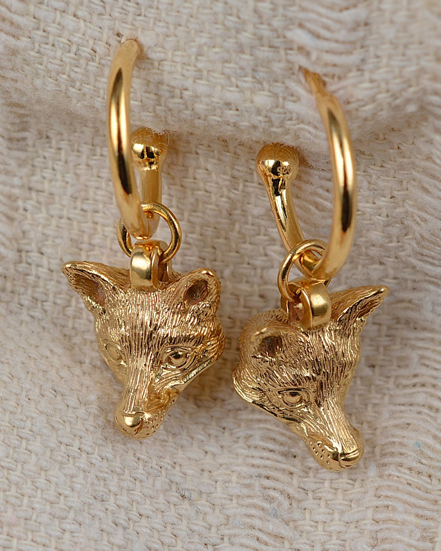 Gold plated sterling silver fox earrings *This piece is finished and ready to be shipped* © Adrian Ashley