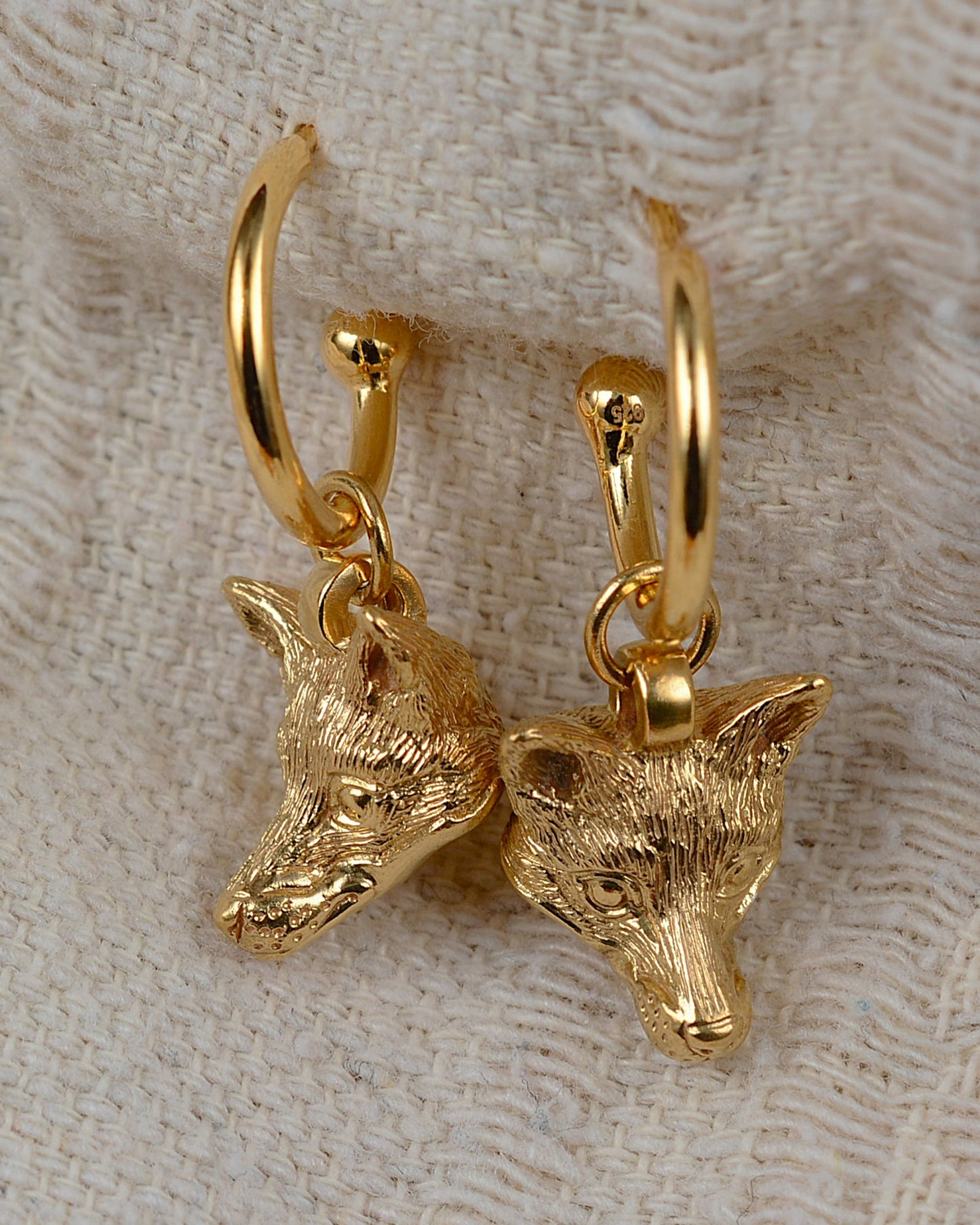 Gold plated sterling silver fox earrings *This piece is finished and ready to be shipped* © Adrian Ashley