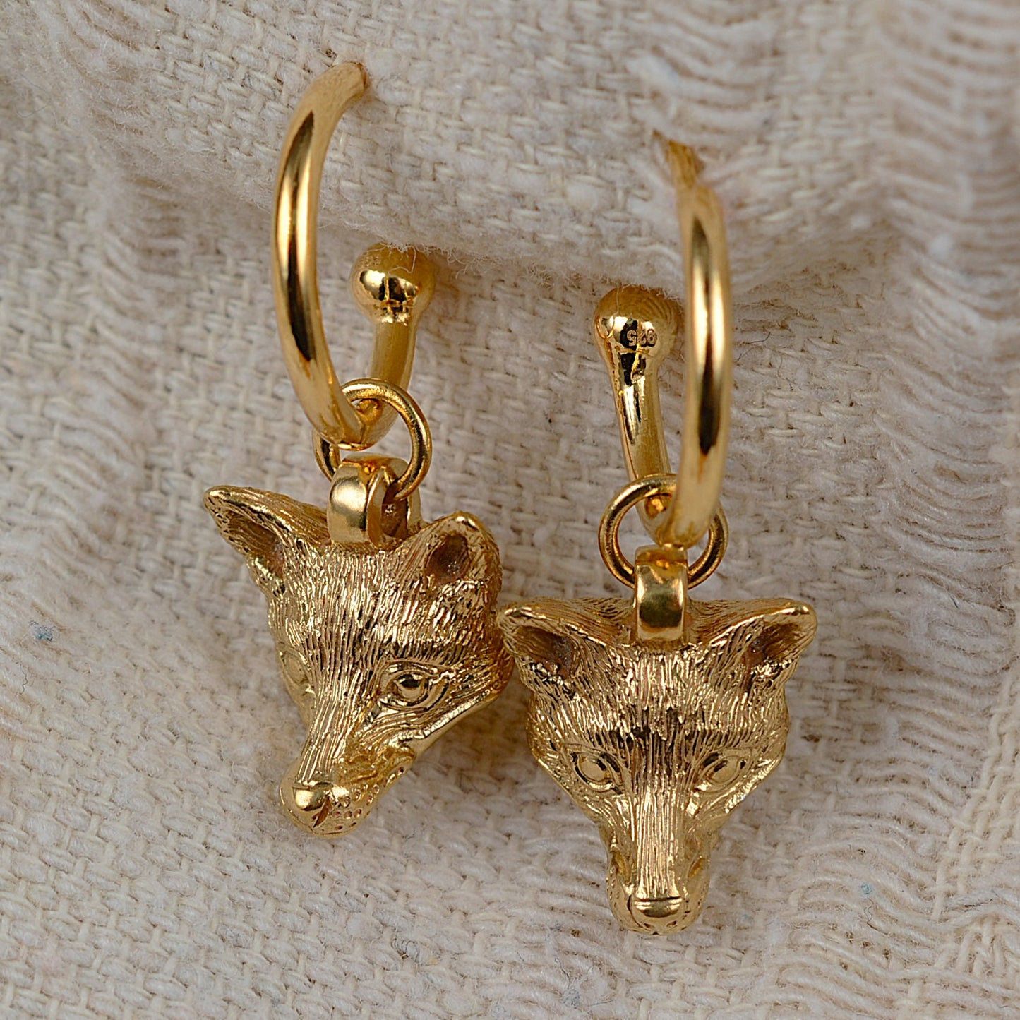 Gold plated sterling silver fox earrings *This piece is finished and ready to be shipped* © Adrian Ashley