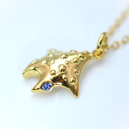 Sapphire Star Manta, pendant and chain *This unique piece is finished and ready to be shipped.*