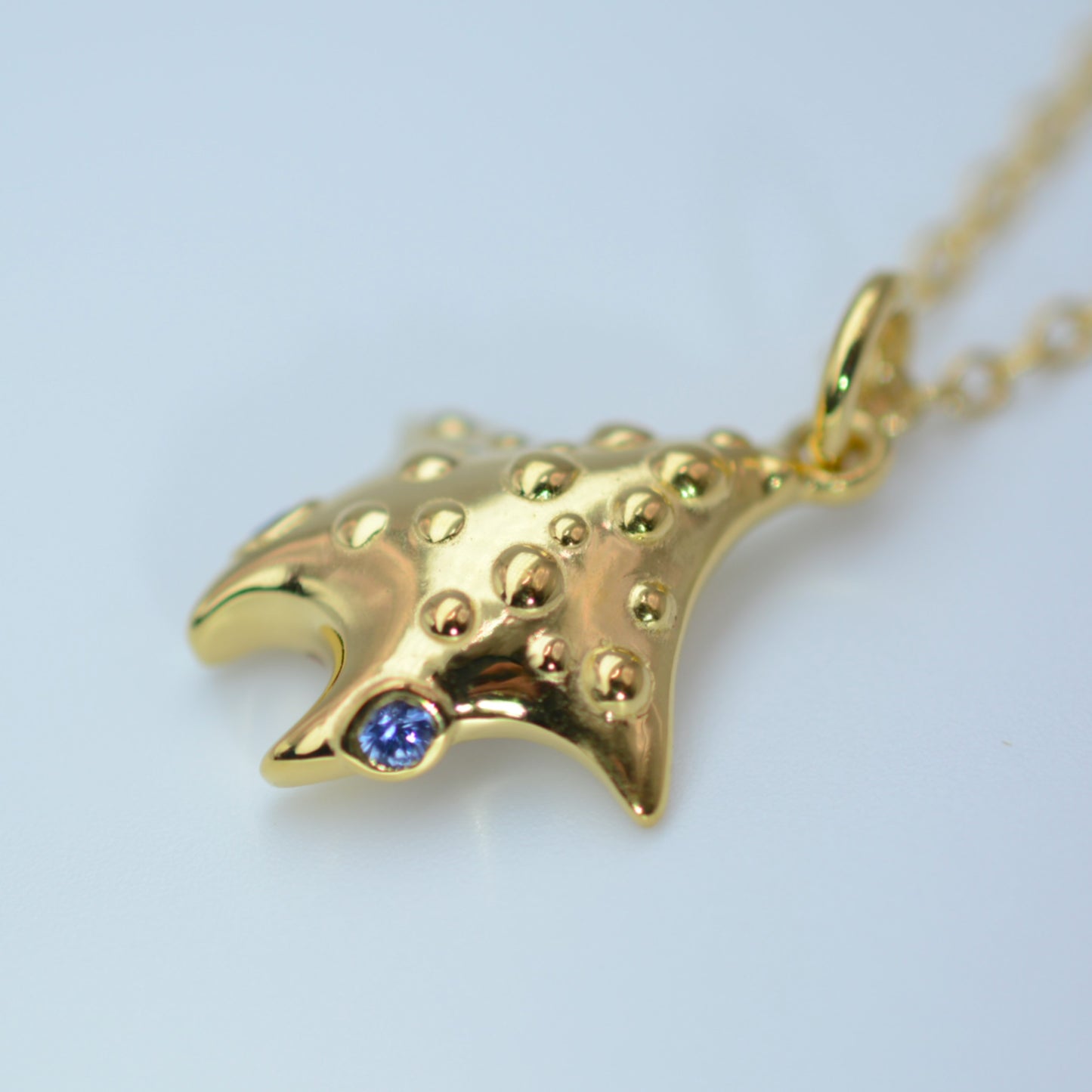 Sapphire Star Manta, pendant and chain *This unique piece is finished and ready to be shipped.*