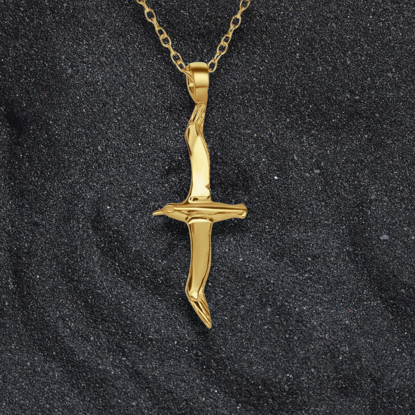 Solid gold Albatross charm pendant and chain. Hand made to order. © Adrian Ashley