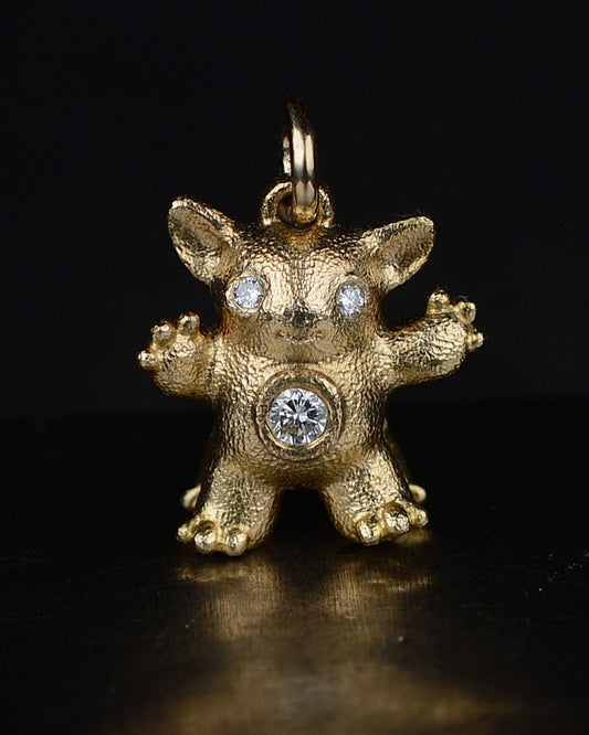 Gold Centaur and gold chain, Bright Creature set with a natural diamond.