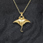 Solid gold Manta Ray charm pendant and chain. Hand made to order. © Adrian Ashley