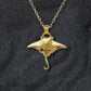 Solid gold Manta Ray charm pendant and chain. Hand made to order. © Adrian Ashley