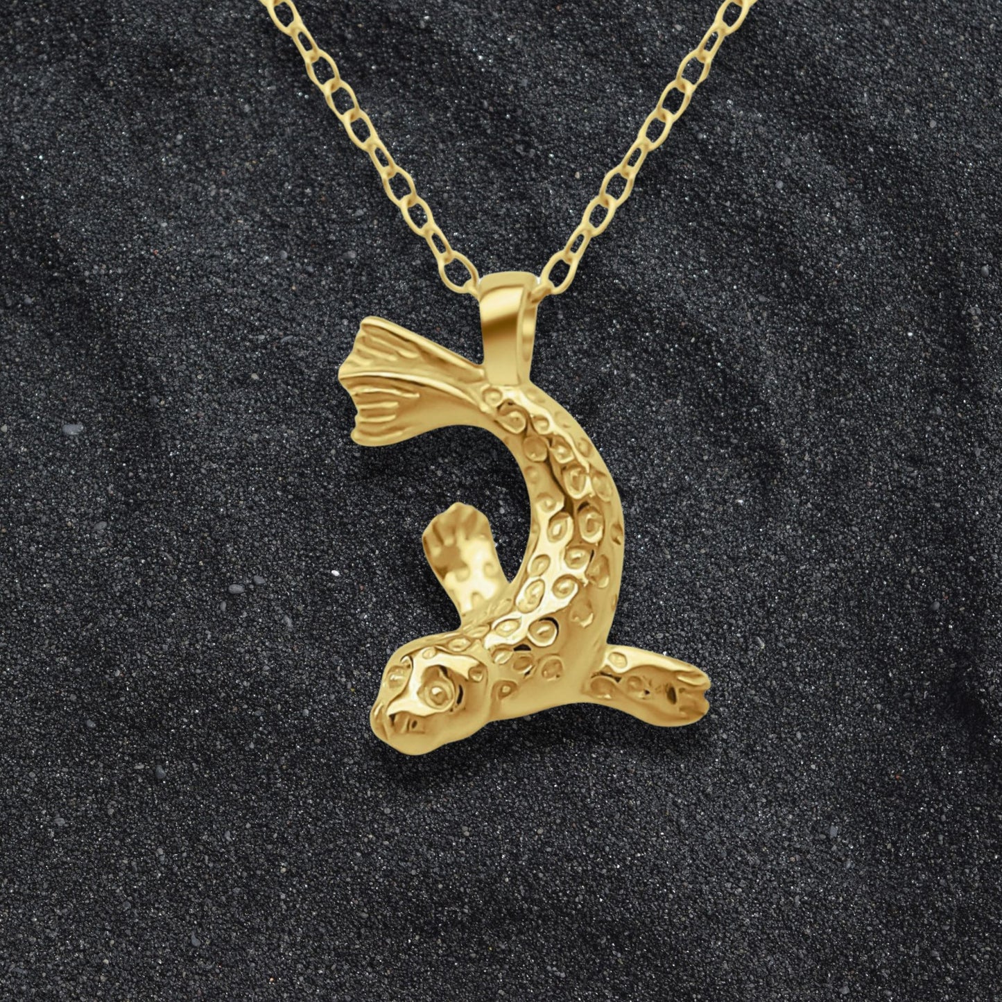 Solid gold Seal charm pendant and chain. Hand made to order. © Adrian Ashley