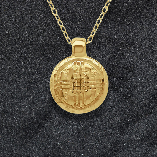 Solid gold Tengri Shangrak charm pendant and chain. Hand made to order. © Adrian Ashley