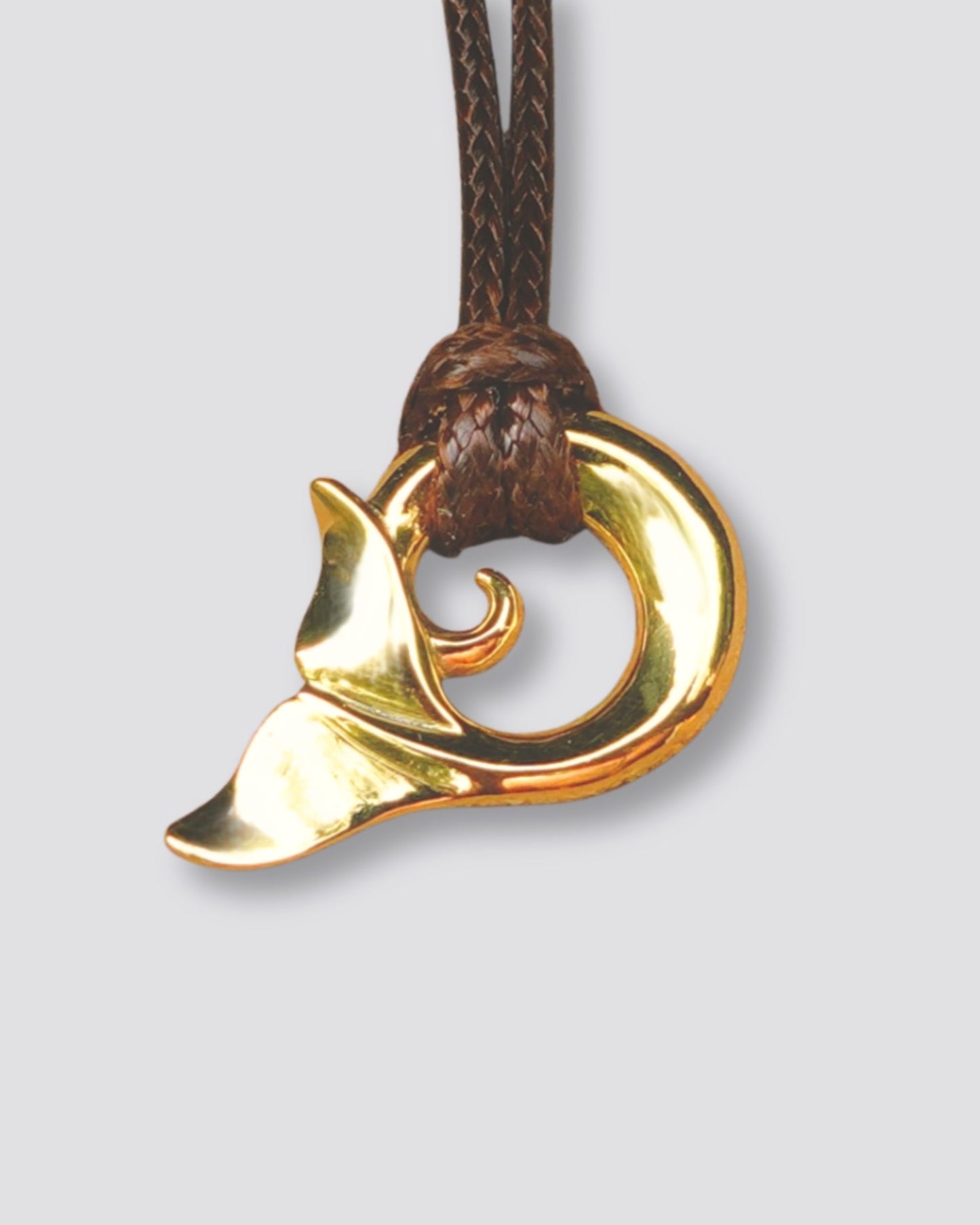 Whale tail necklace. Solid yellow gold whale fluke design.