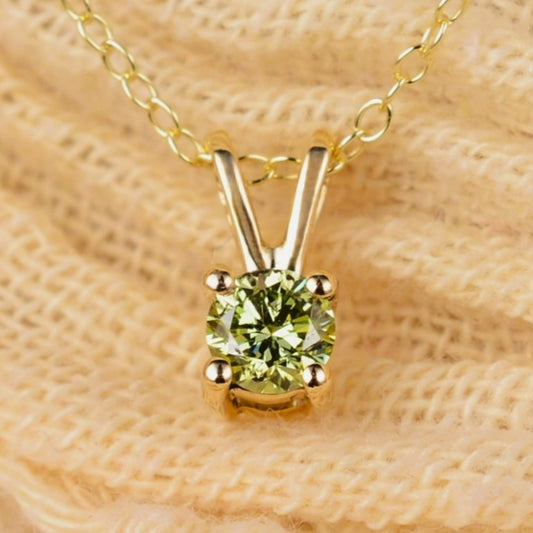 0.26ct Green Diamond solitaire pendant on a gold chain. *Ready to be shipped*