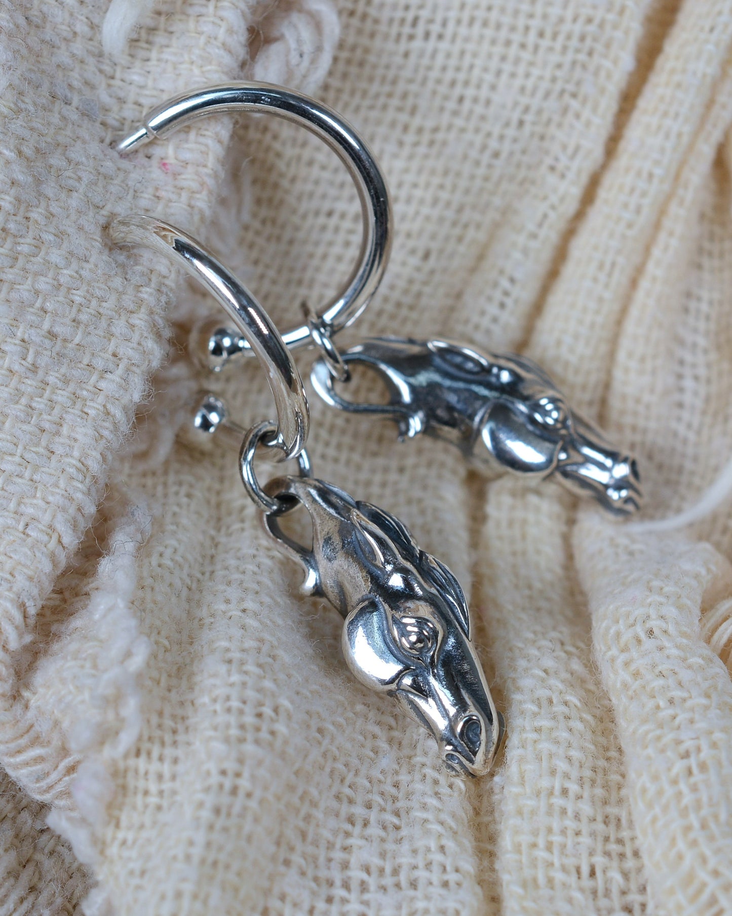 Horse head earrings, sterling silver equestrian earrings *This piece is finished and ready to be shipped* © Adrian Ashley