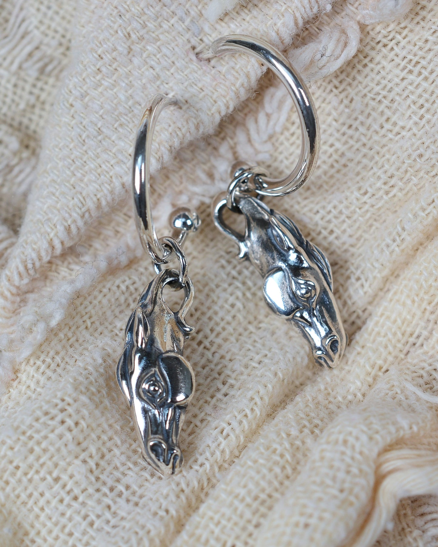 Horse head earrings, sterling silver equestrian earrings *This piece is finished and ready to be shipped* © Adrian Ashley