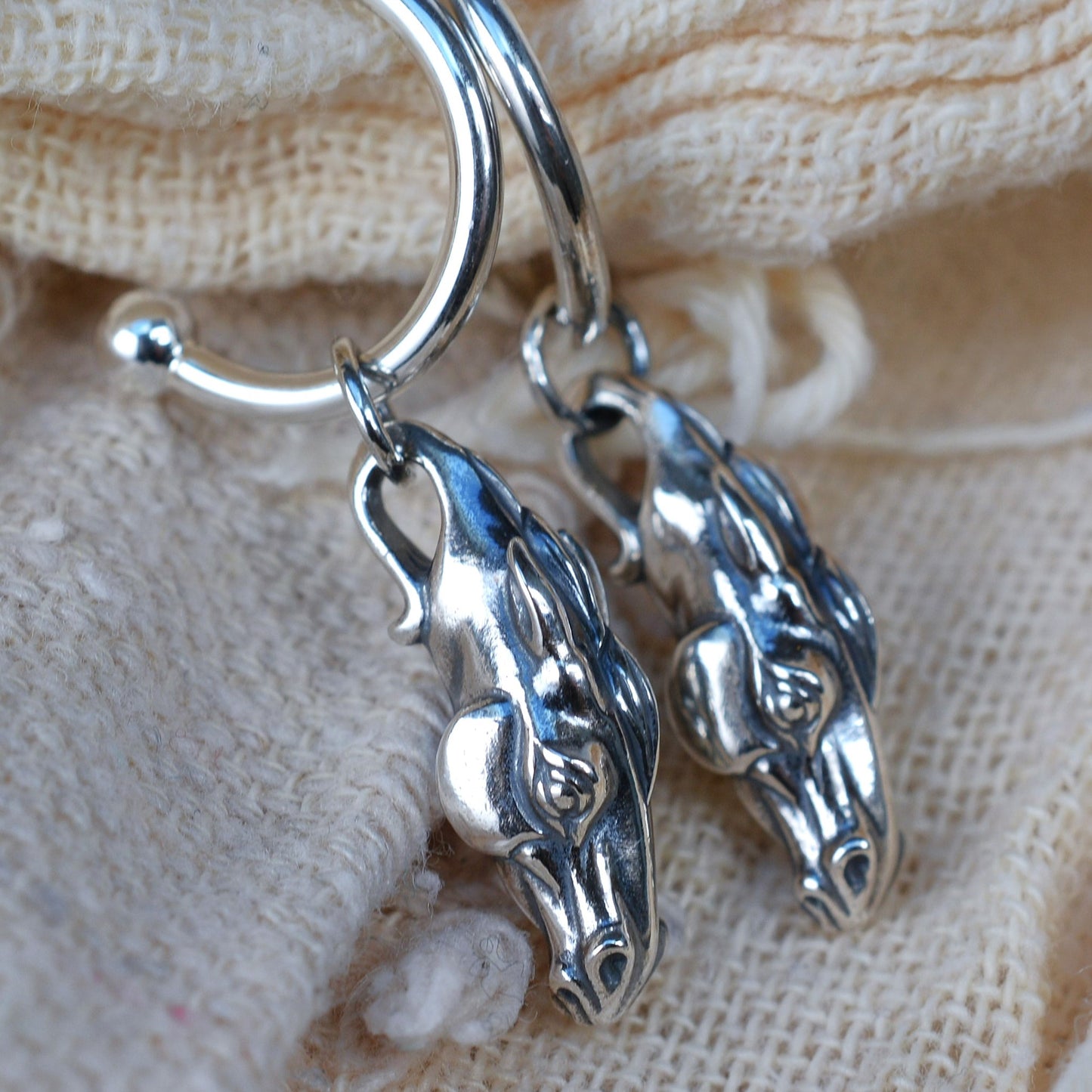 Horse head earrings, sterling silver equestrian earrings *This piece is finished and ready to be shipped* © Adrian Ashley