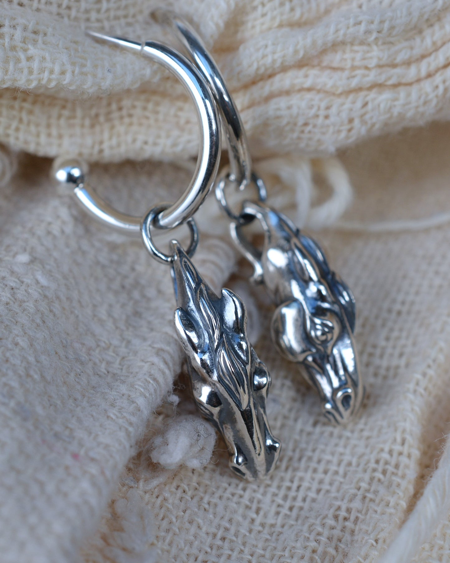 Horse head earrings, sterling silver equestrian earrings *This piece is finished and ready to be shipped* © Adrian Ashley